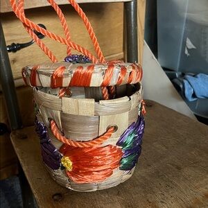 Jamaican Colorful Woven Basket with Lid